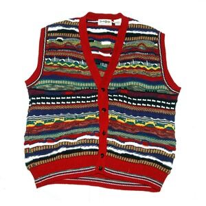 North Wales Sportswear Men's Textured Multicolored Sweater‎ Vest Size Large